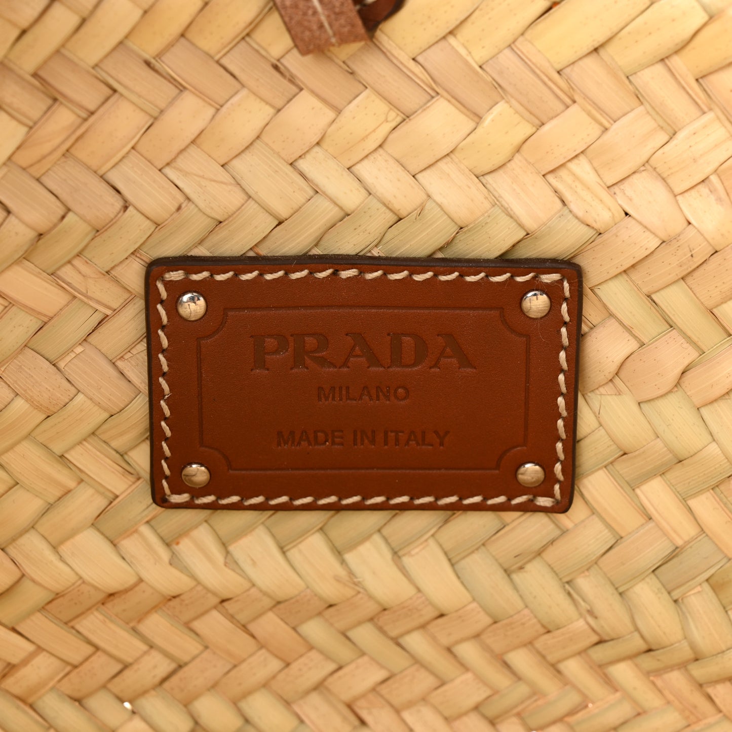 Palmitto Vitello Woven Braided Large Basket Tote Bag Naturale Cognac