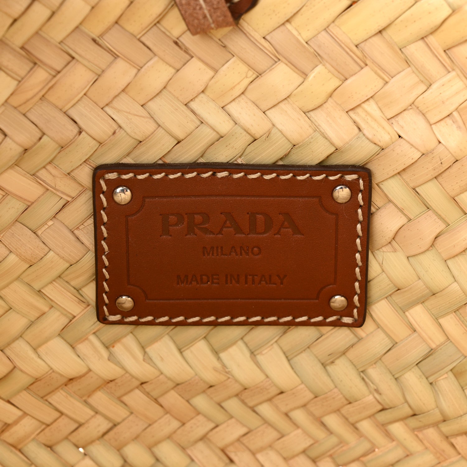 Prada Palmitto Vitello Woven Braided Large Basket Tote Bag Naturale Cognac 6 of 9