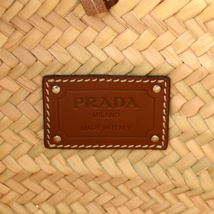 Prada Palmitto Vitello Woven Braided Large Basket Tote Bag Naturale Cognac 6 of 9