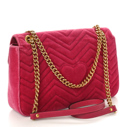 Gucci Velvet Matelasse Blind for Love Embroidered Medium GG Marmont Shoulder Bag Light Raspberry Rose Multicolor 3 of 11