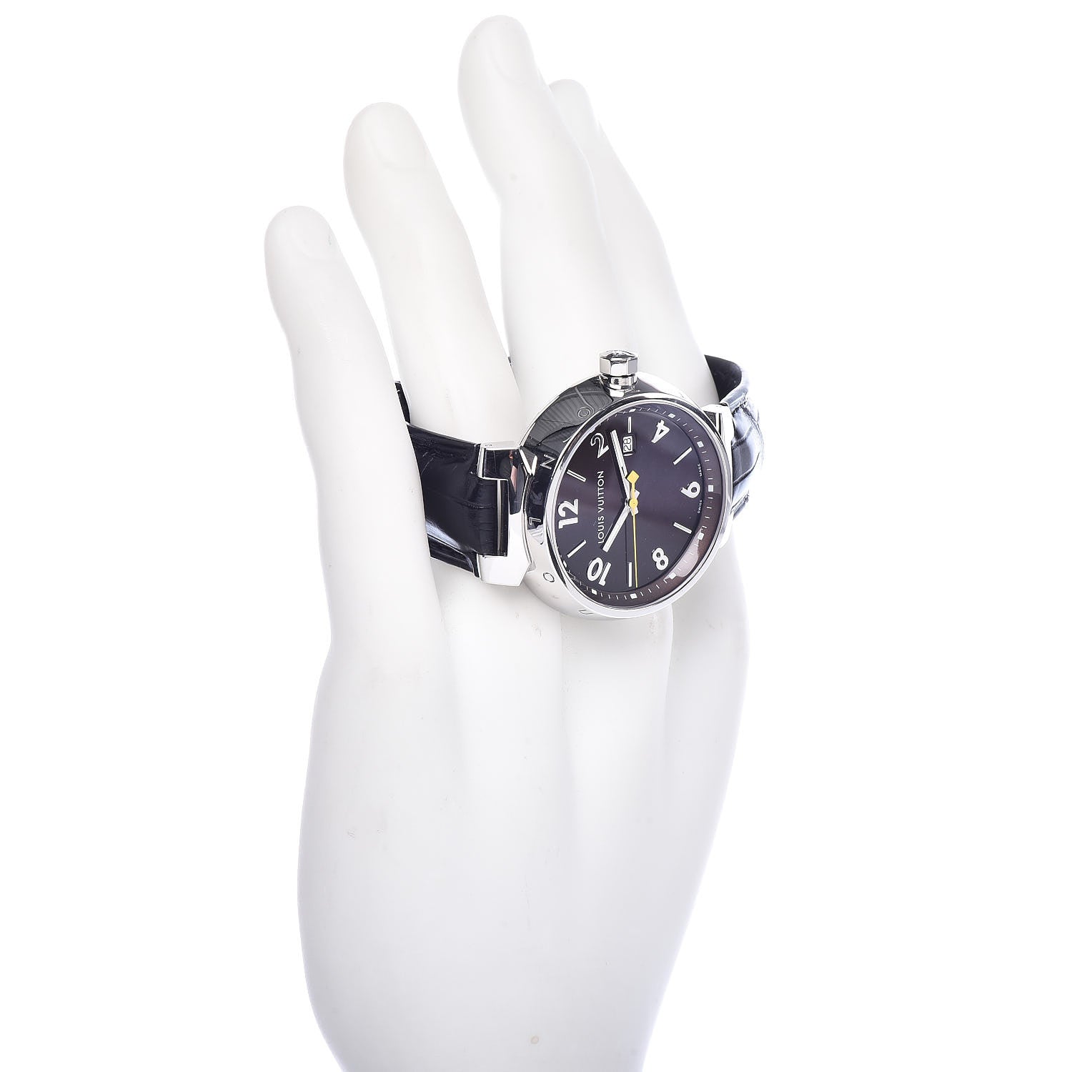 Louis Vuitton Stainless Steel Alligator 39mm Tambour Quartz Watch 2 of 8
