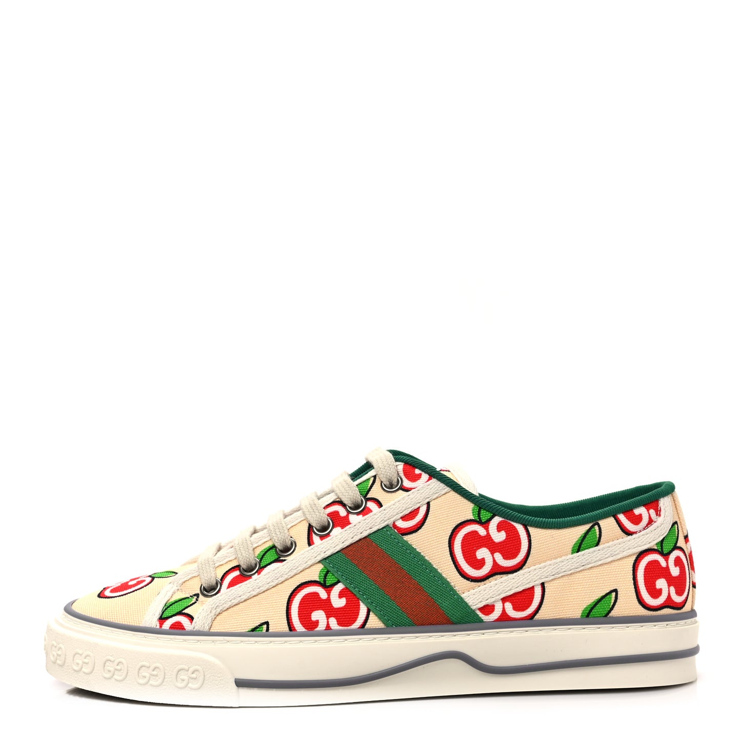 Canvas Web GG Apple Womens 1977 Tennis Sneakers 39 Ivory Red Mystic White New Shamarock