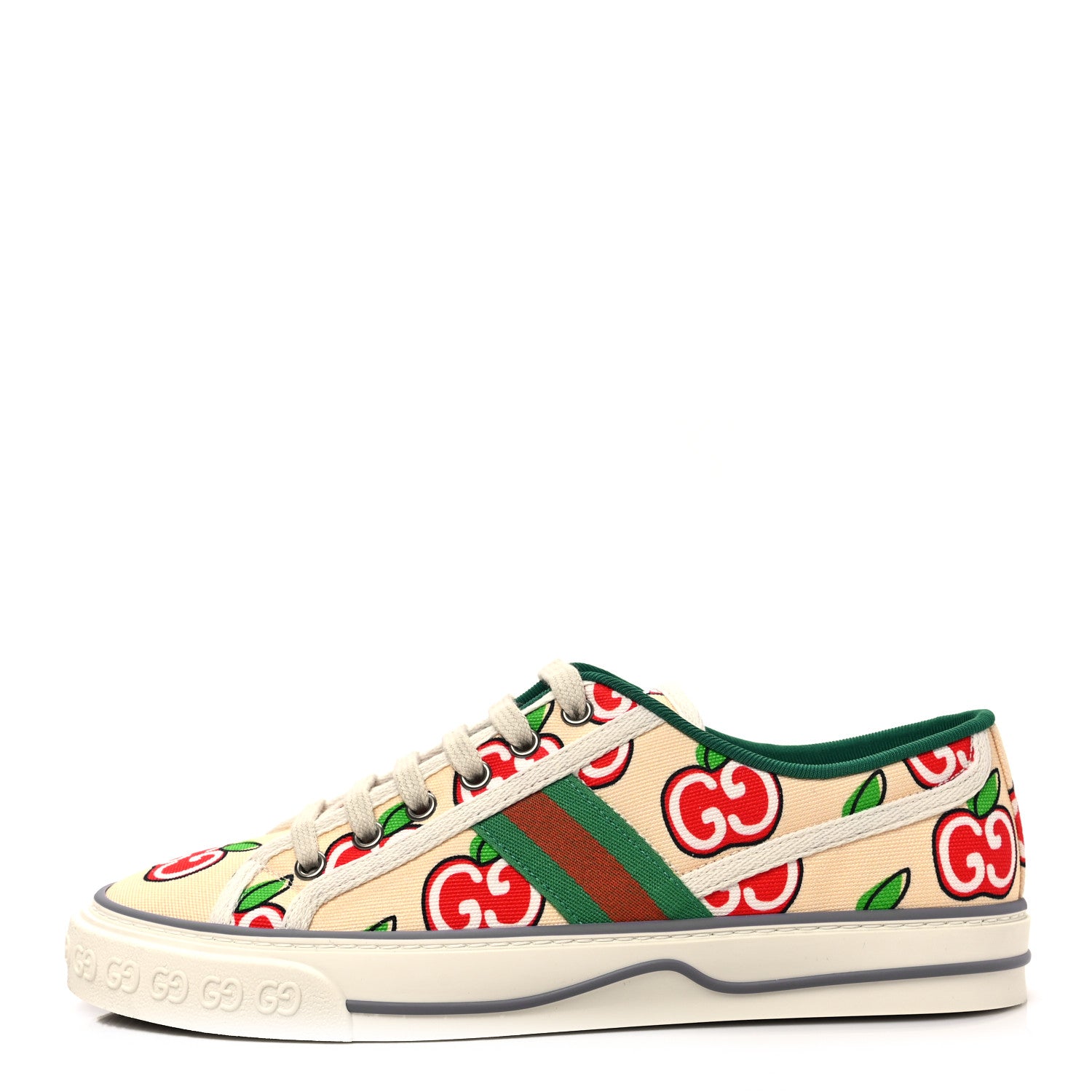 Gucci Canvas Web GG Apple Womens 1977 Tennis Sneakers 39 Ivory Red Mystic White New Shamarock 1 of 8