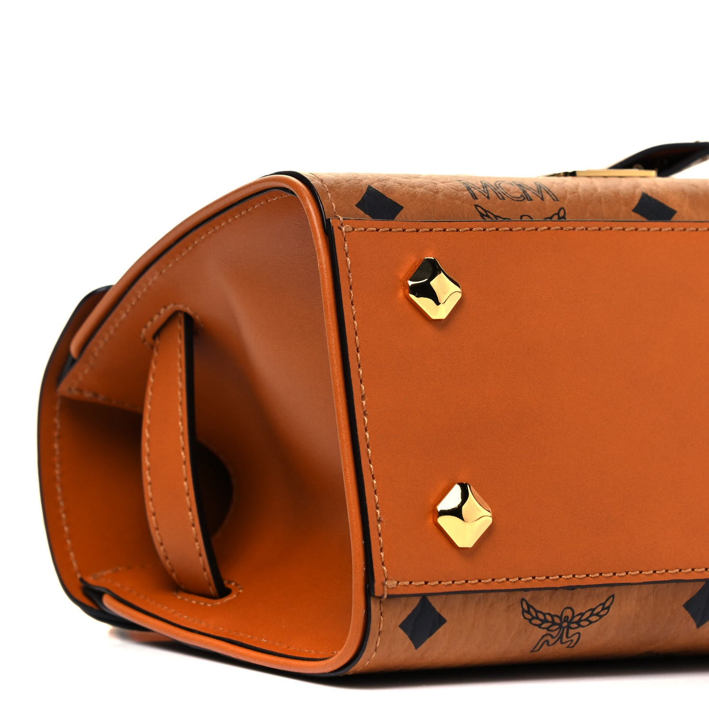 Visetos Mini Heritage Top Handle Satchel Cognac