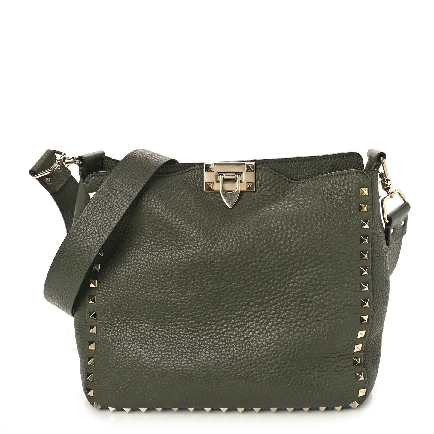 Pebbled Calfskin Small Rockstud Flip-Lock Messenger Bag Oasis