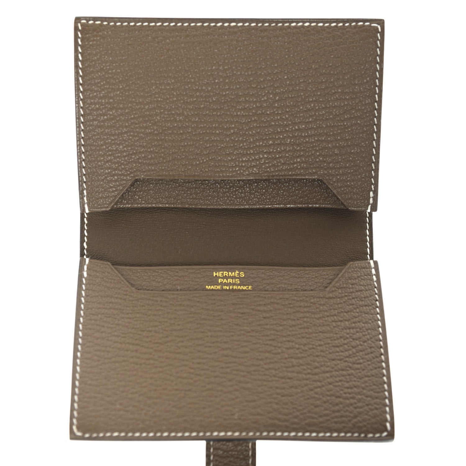 Hermes Chevre Mysore Bearn Card Holder Wallet Etoupe 5 of 8
