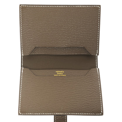 Hermes Chevre Mysore Bearn Card Holder Wallet Etoupe 5 of 8