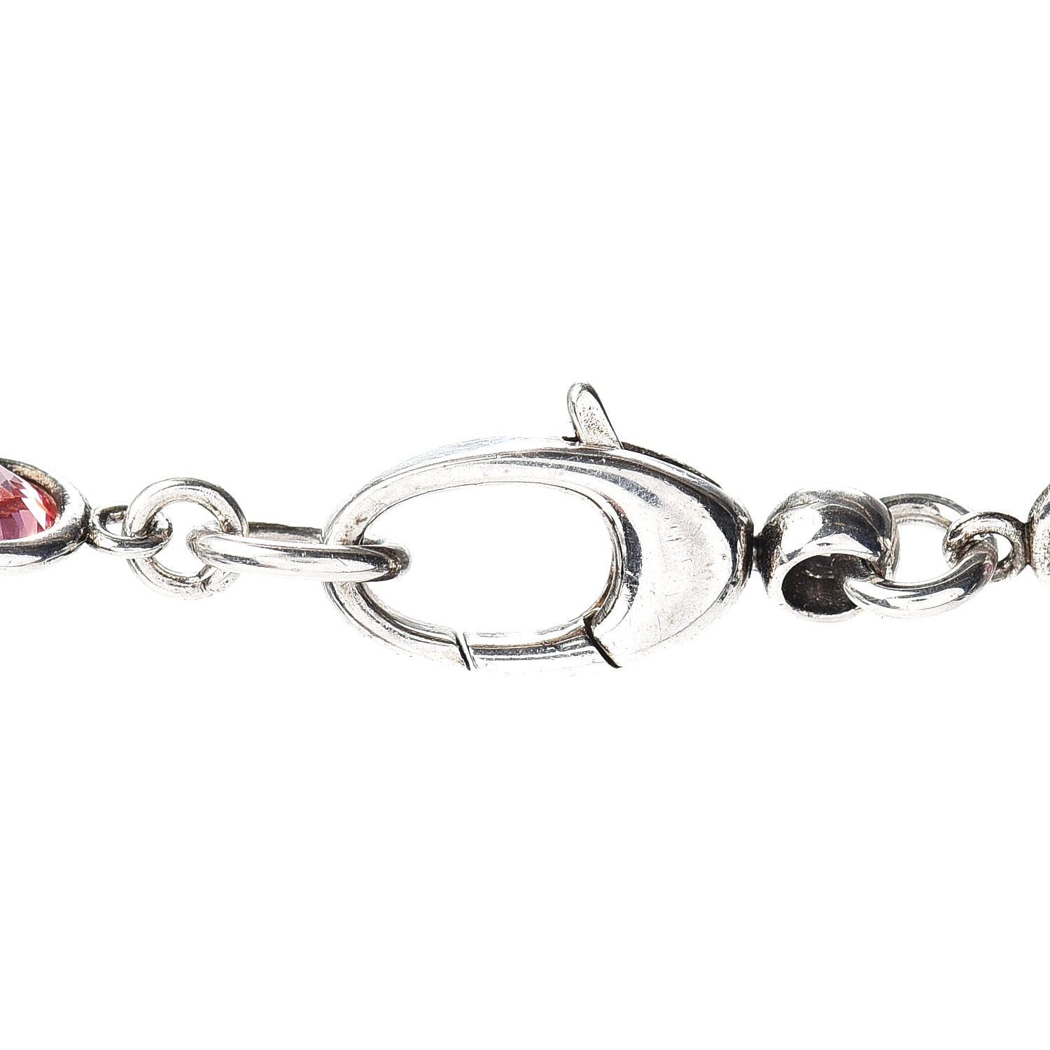 Gucci Sterling Silver Crystal Pearl Heart Ribbon Pendant Necklace 5 of 5