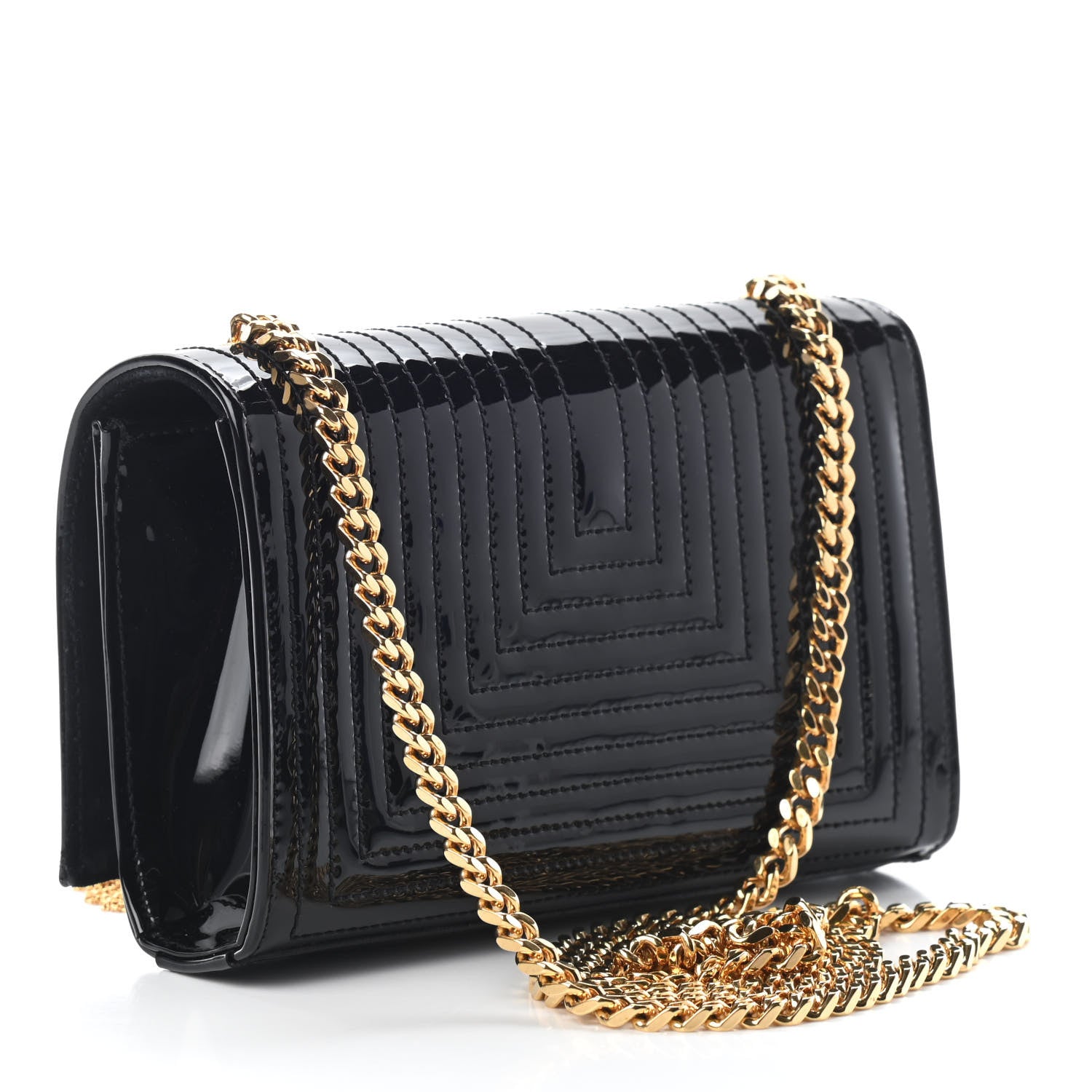 Saint Laurent Patent Quilted Small Classic Monogram Kate Tassel Satchel Black 3 of 7