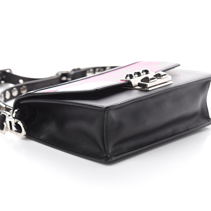 Prada City Calfskin Saffiano Racing Logo Elektra Shoulder Bag Fuxia Black 7 of 8
