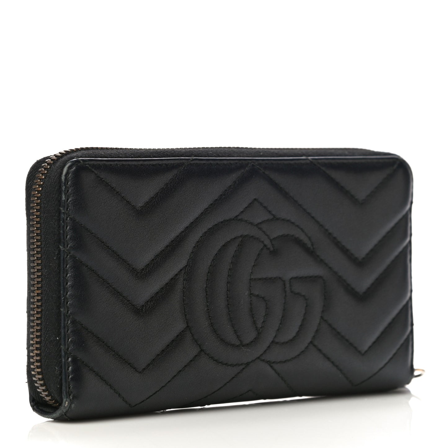 Calfskin Matelasse GG Marmont Zip Around Wallet Black