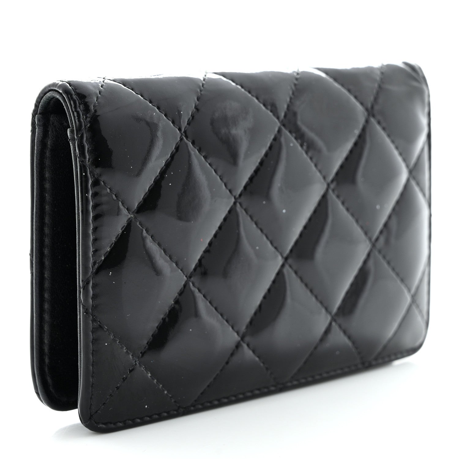 Chanel Patent Quilted Card Holder Wallet Black 3 of 12