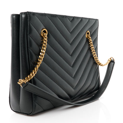 Saint Laurent Grain De Poudre Matelasse Chevron Small Tribeca Shopping Bag Black 3 of 11