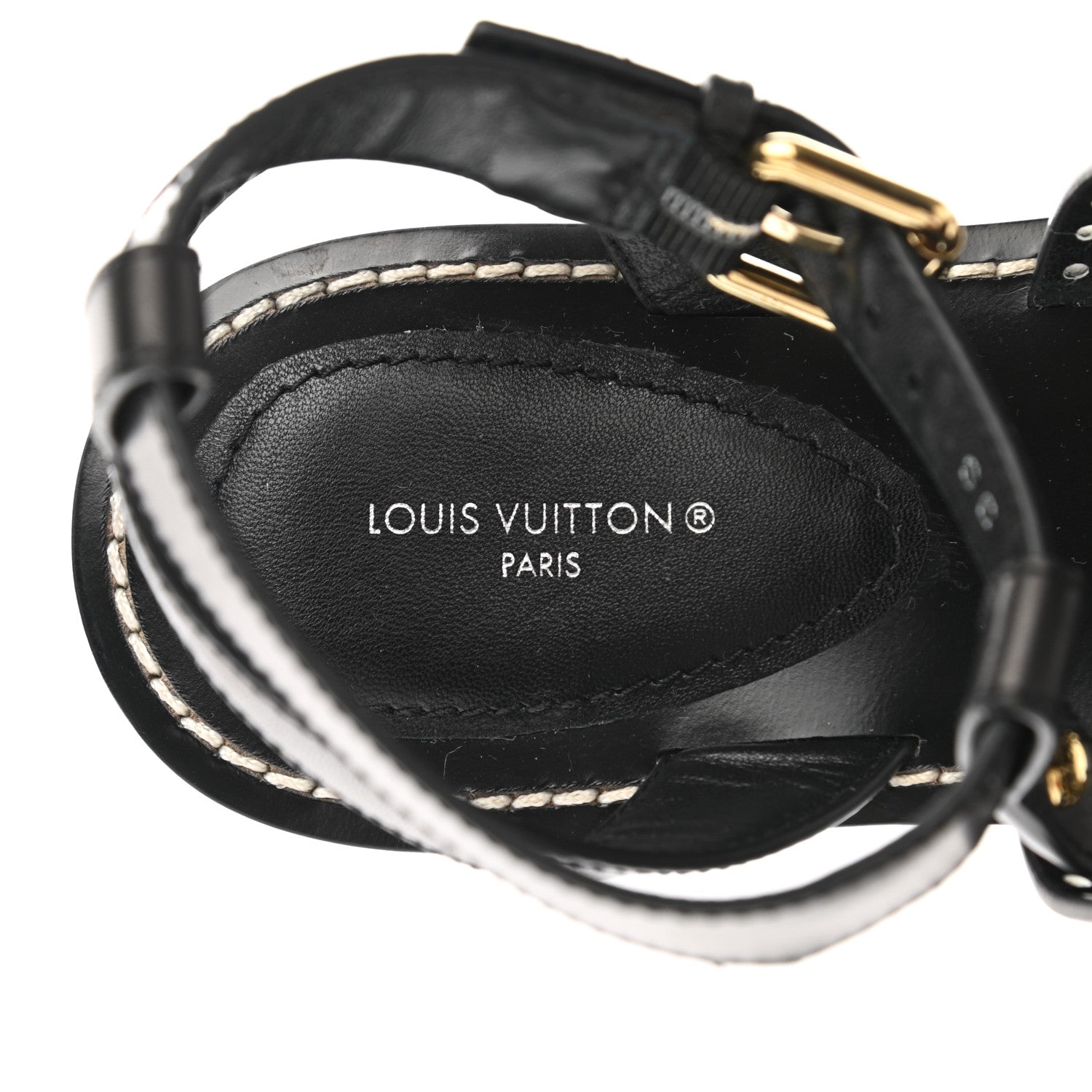Louis Vuitton Soft Calfskin Perforated Horizon Flat Sandals 38 Black 7 of 8