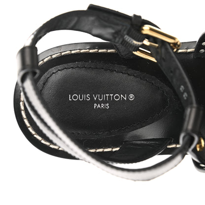 Louis Vuitton Soft Calfskin Perforated Horizon Flat Sandals 38 Black 7 of 8
