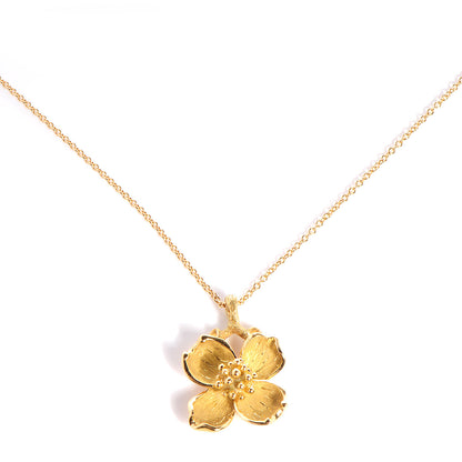 Tiffany 18k Gold Dogwood Flower Pendant Necklace 1 of 6
