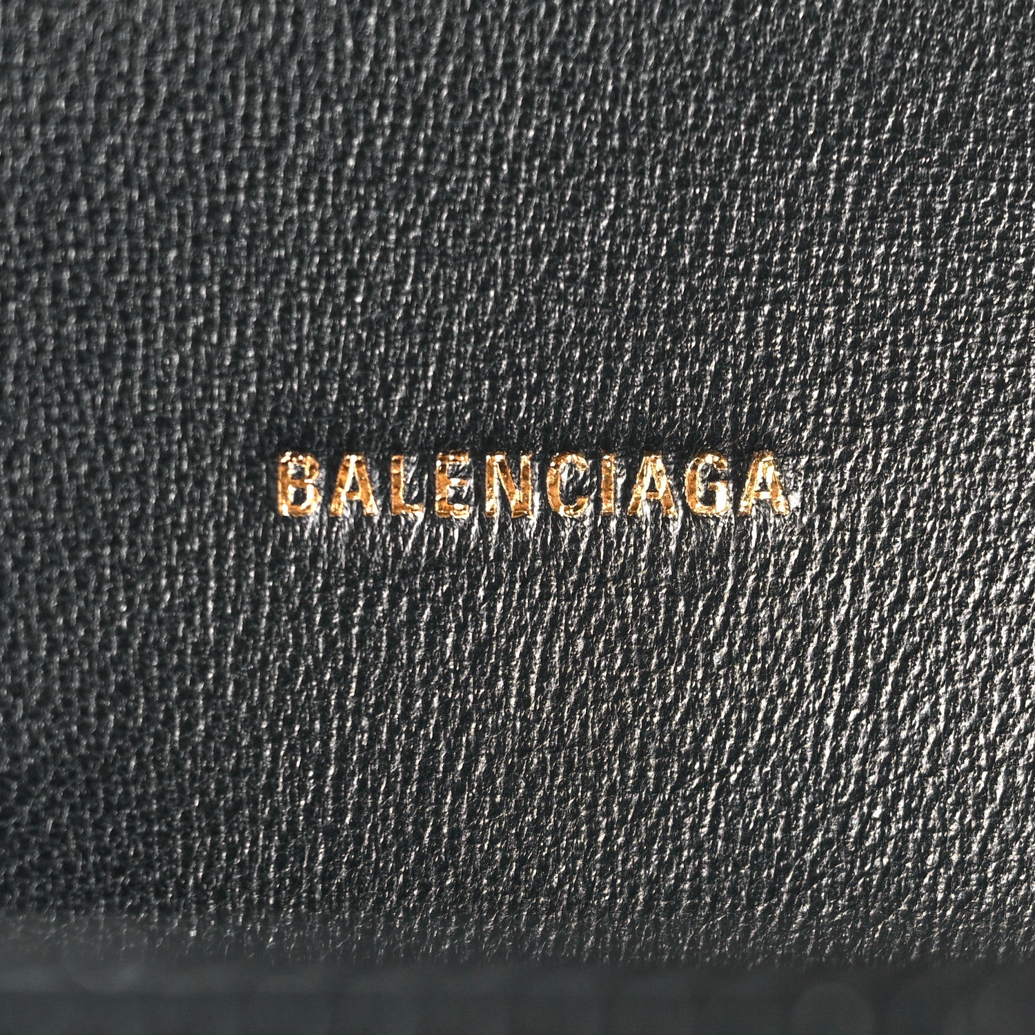 Balenciaga Shiny Calfskin Crocodile Embossed Hourglass Flap Flat Pouch Black 6 of 7