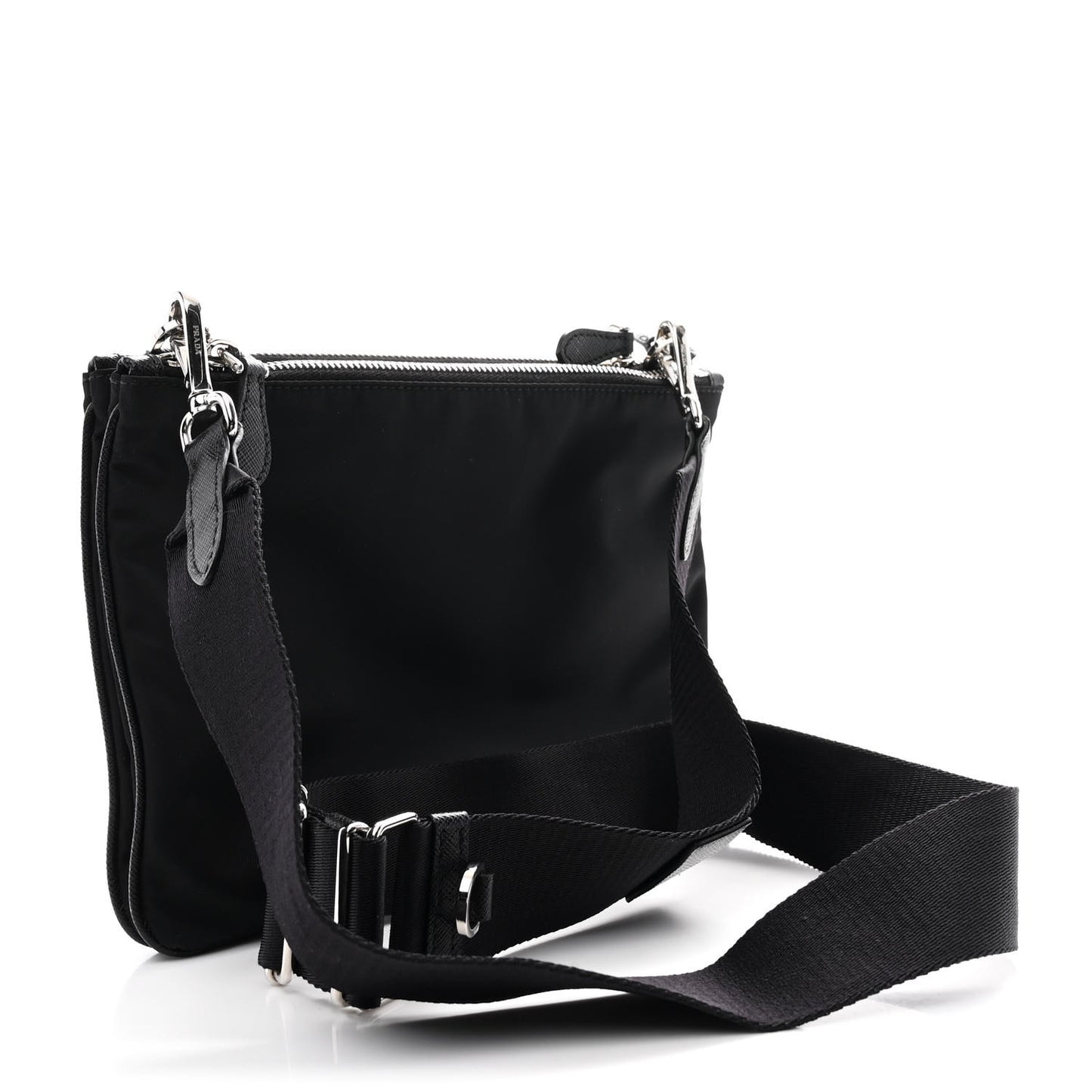 Re-Nylon Saffiano Re-Edition 2000 Double Zip Crossbody Bag Black
