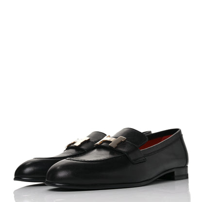 Hermes Goatskin Womens Paris Loafers 36 Black 3 of 9