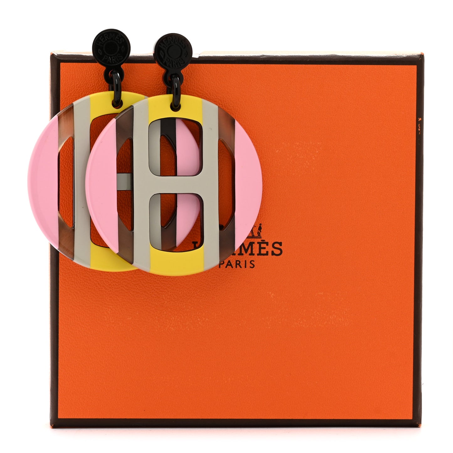 Lacquered Horn H Equipe Earrings