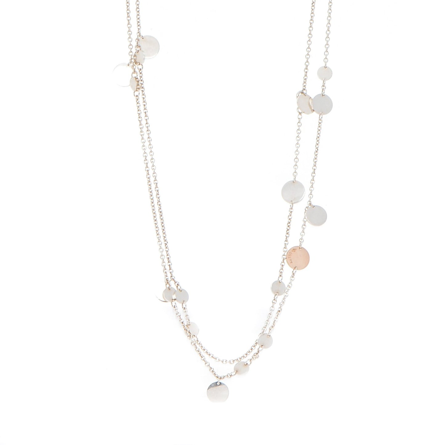 Sterling Silver 18K Rose Gold Confettis Long Necklace