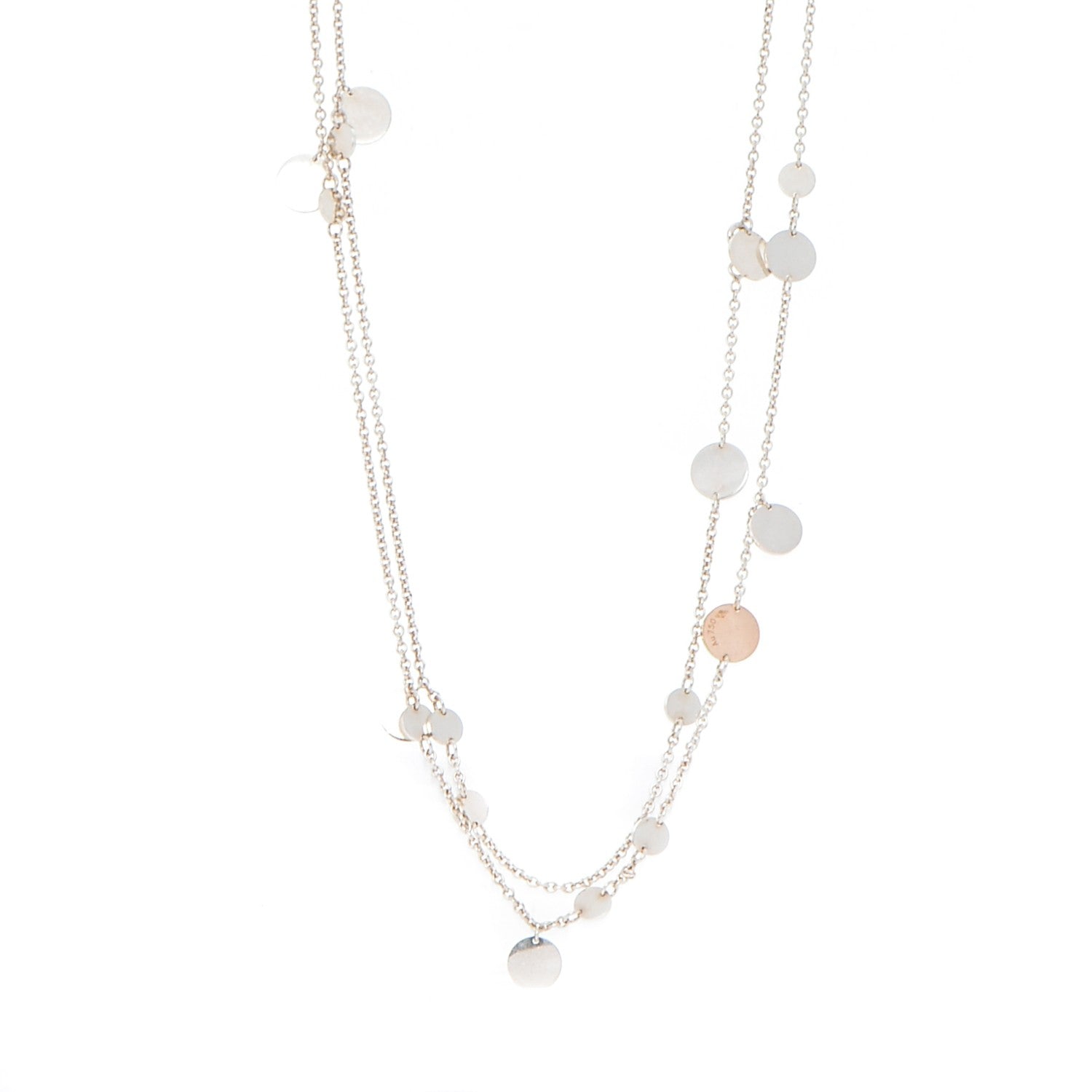 Hermes Sterling Silver 18K Rose Gold Confettis Long Necklace 1 of 7
