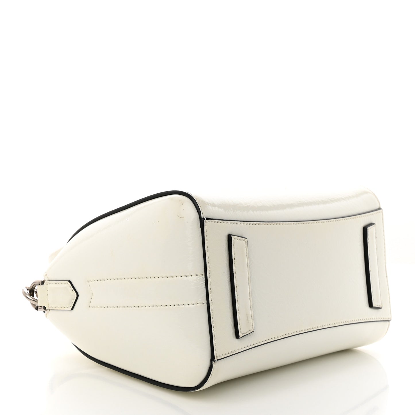 Crinkled Patent Calfskin Mini Antigona White