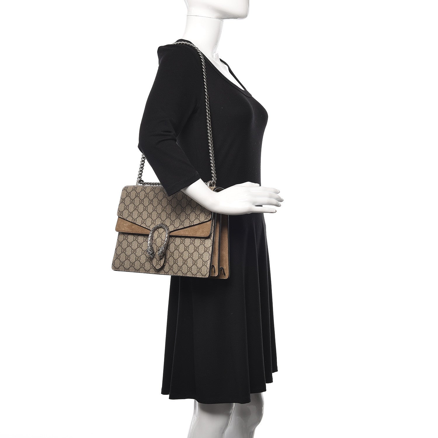 Gucci GG Supreme Monogram Medium Dionysus Shoulder Bag Taupe 2 of 11