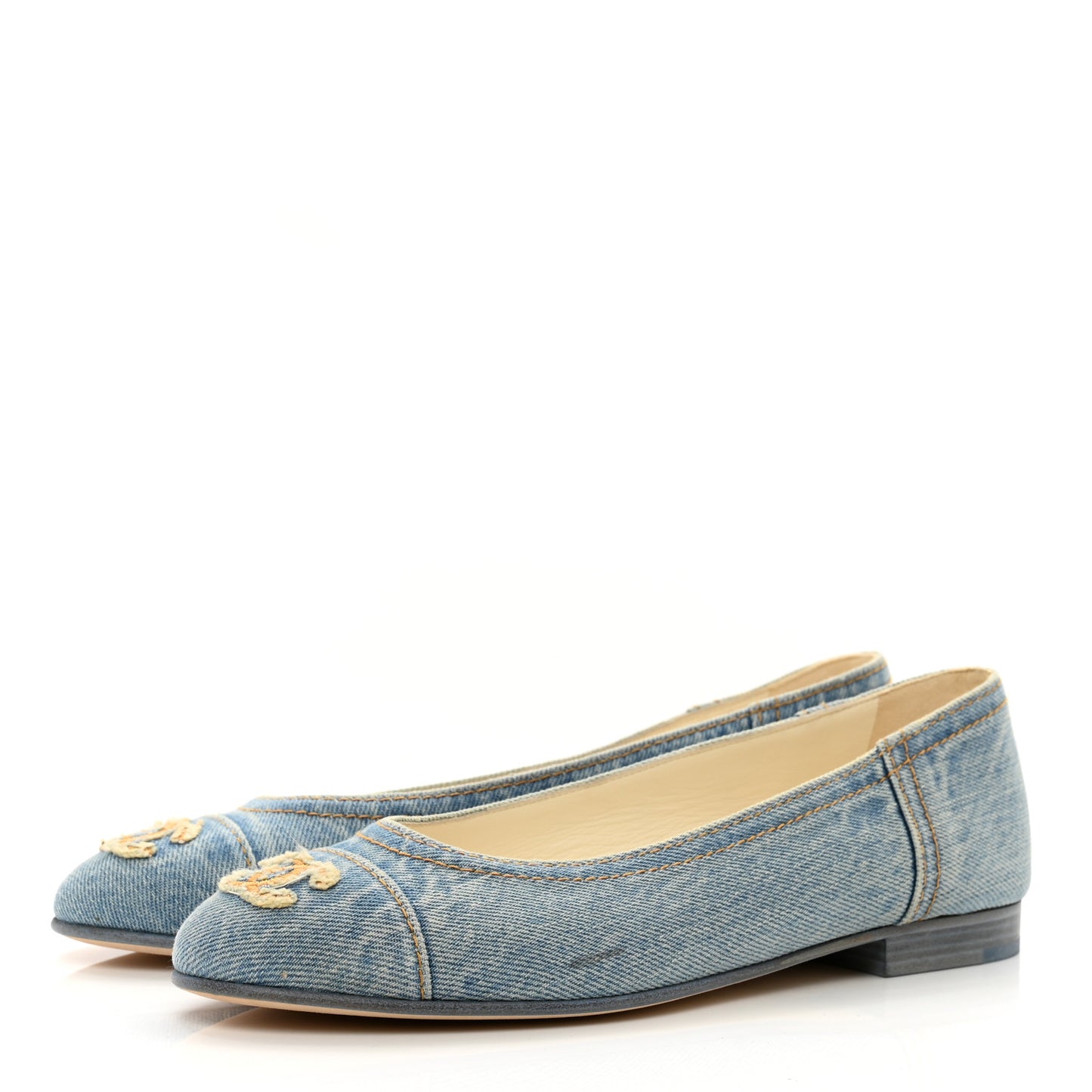 Denim CC Cap Toe Ballerina Flats 38 Light Blue