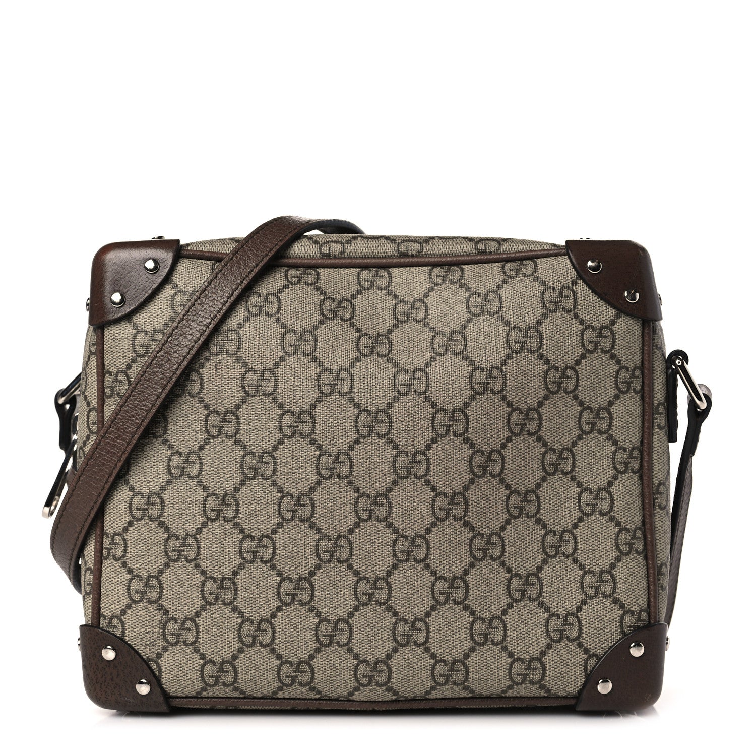 Gucci GG Supreme Monogram Textured Calfskin Square Messenger Bag Beige Ebony New Acero 1 of 9