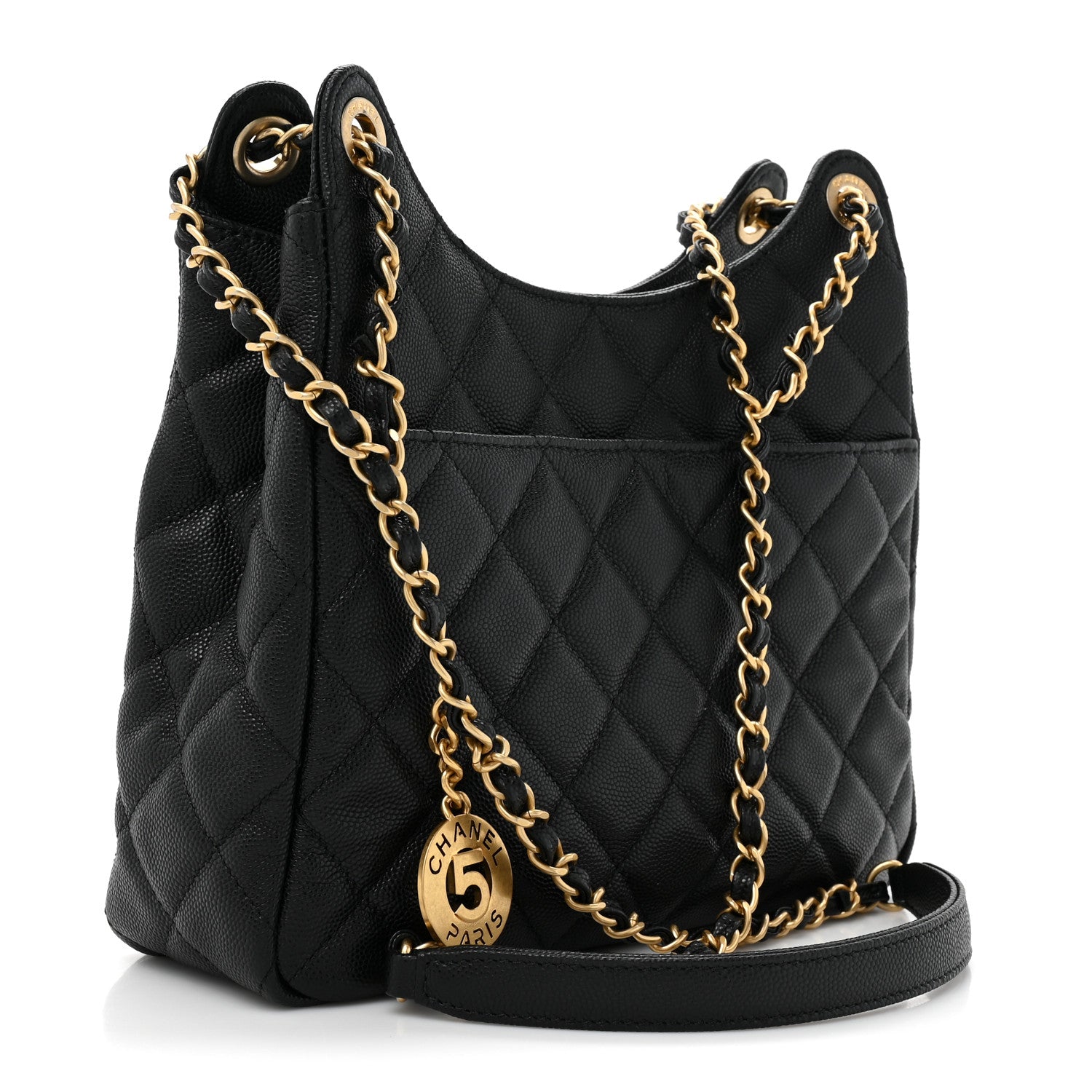 Chanel Caviar Quilted Wavy CC Hobo Black 3 of 10