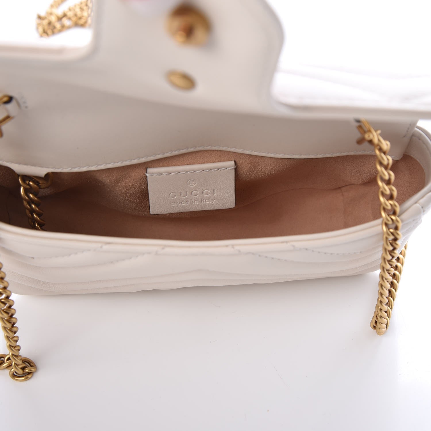 Gucci Calfskin Matelasse Super Mini GG Marmont Shoulder Bag White 5 of 8