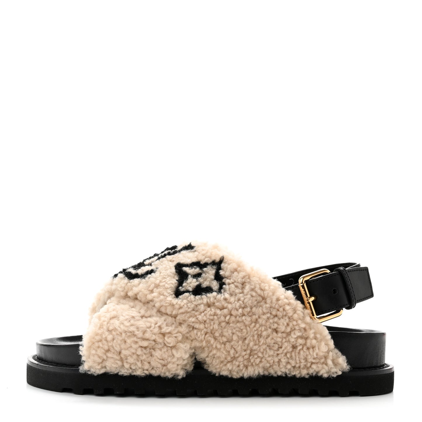 Shearling Paseo Sandals 38 Black