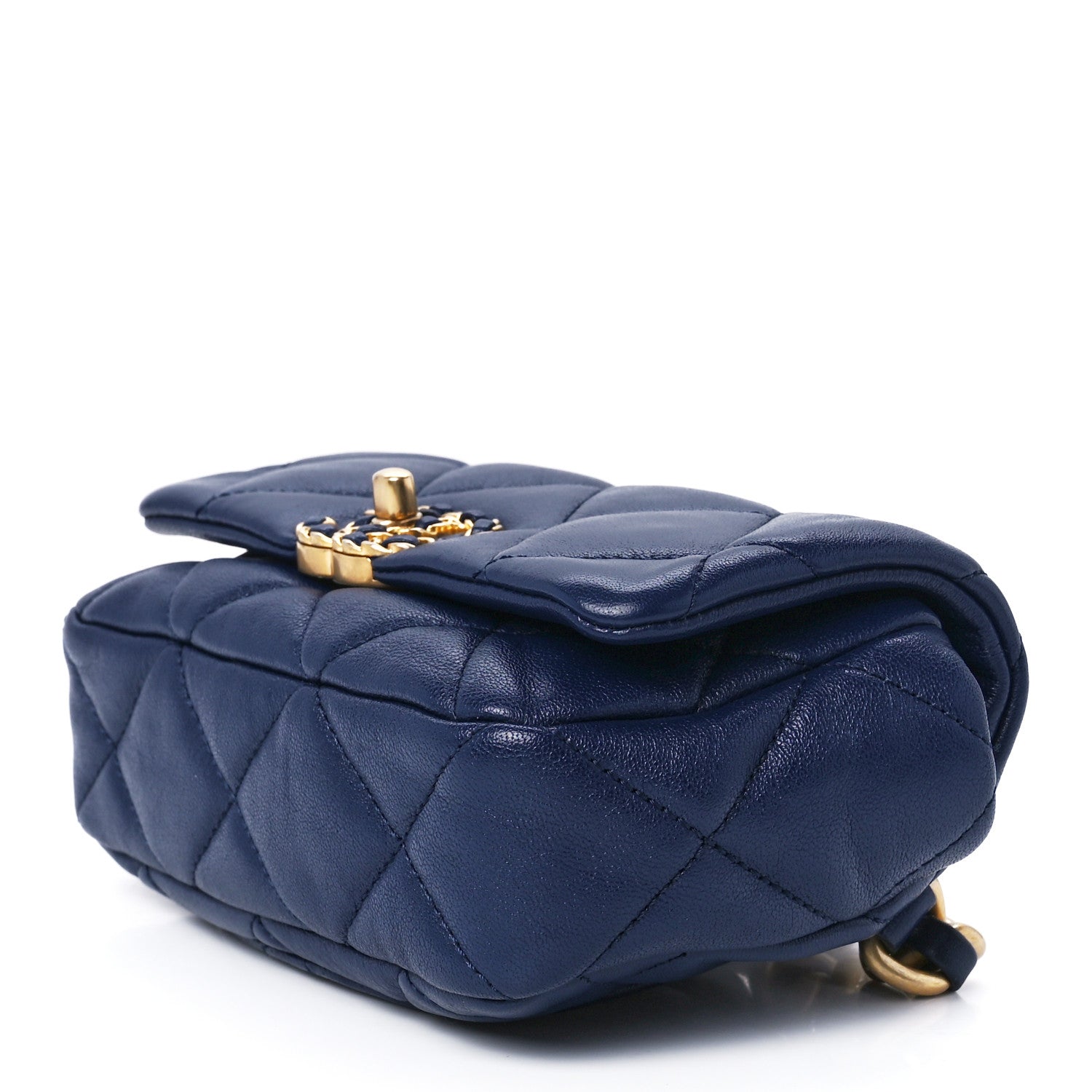 Chanel Goatskin Quilted Chanel 19 Waist Bag Dark Blue 9 of 11