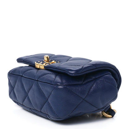 Chanel Goatskin Quilted Chanel 19 Waist Bag Dark Blue 9 of 11