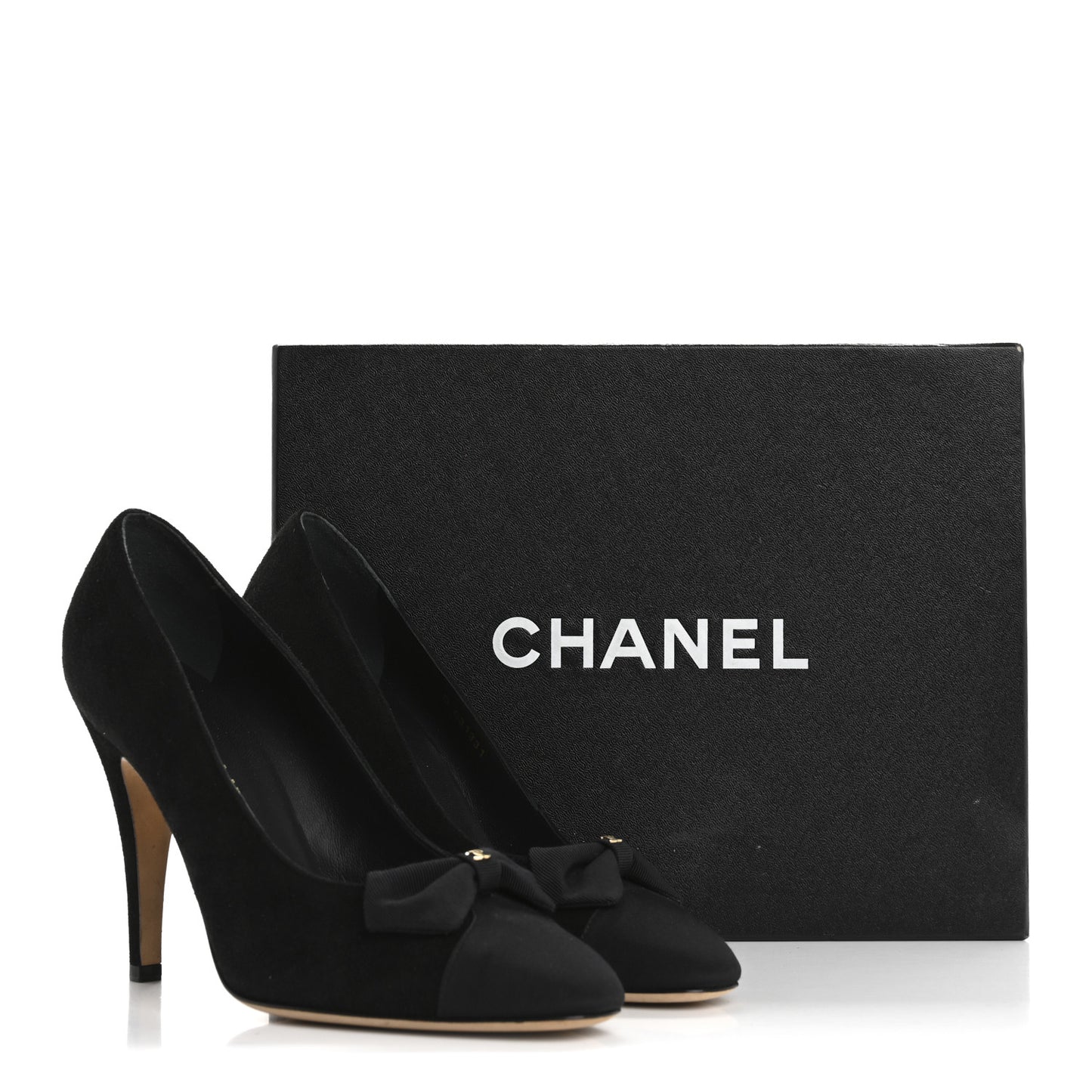 Suede Grosgrain Cap Toe CC Pumps 38 Black