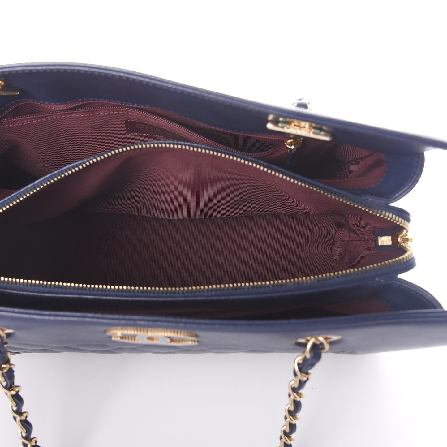 Sheepskin Quilted Mademoiselle Vintage Shopping Tote Navy