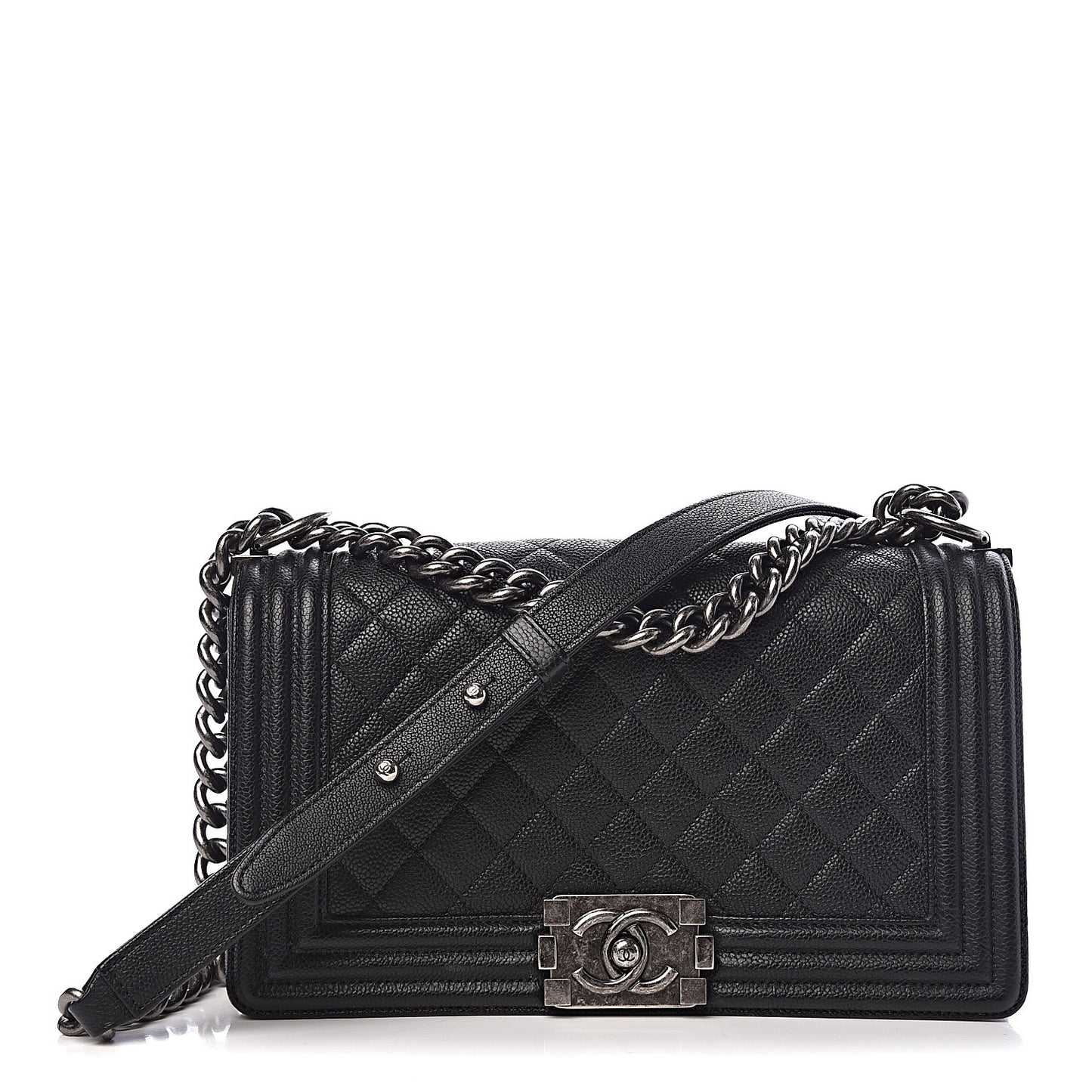 Caviar Quilted Medium Boy Flap Black