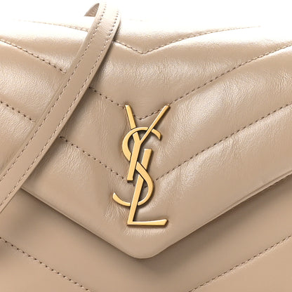 Saint Laurent Calfskin Y Quilted Monogram Toy Loulou Crossbody Bag Dark Beige 8 of 10