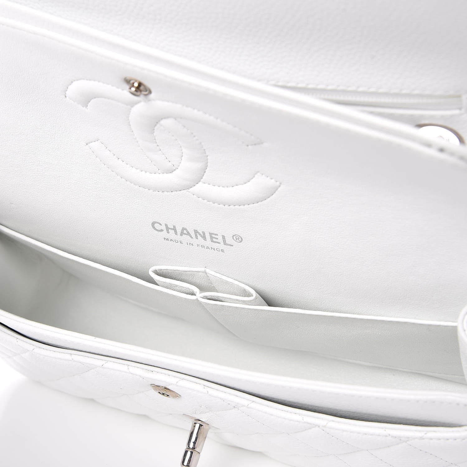 Chanel Caviar Quilted Medium Double Flap White 5 of 7