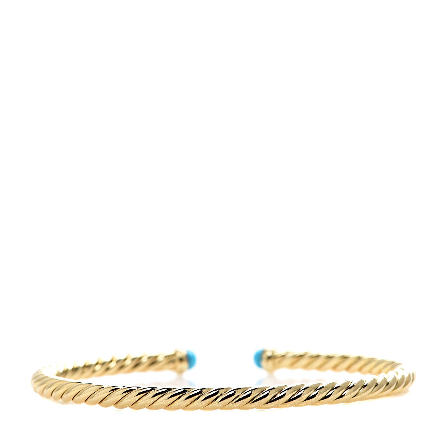 David Yurman 18K Yellow Gold Turquoise 4mm Cablespira Bracelet 2 of 4