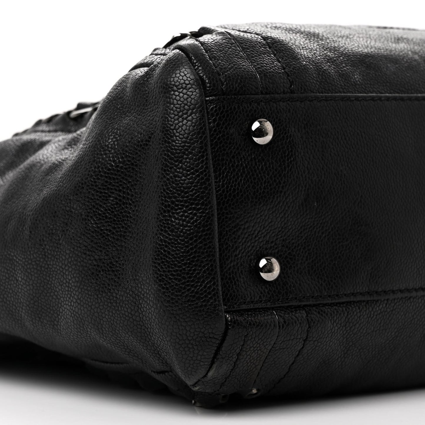 Glazed Calfskin Modern Chain Tote Black