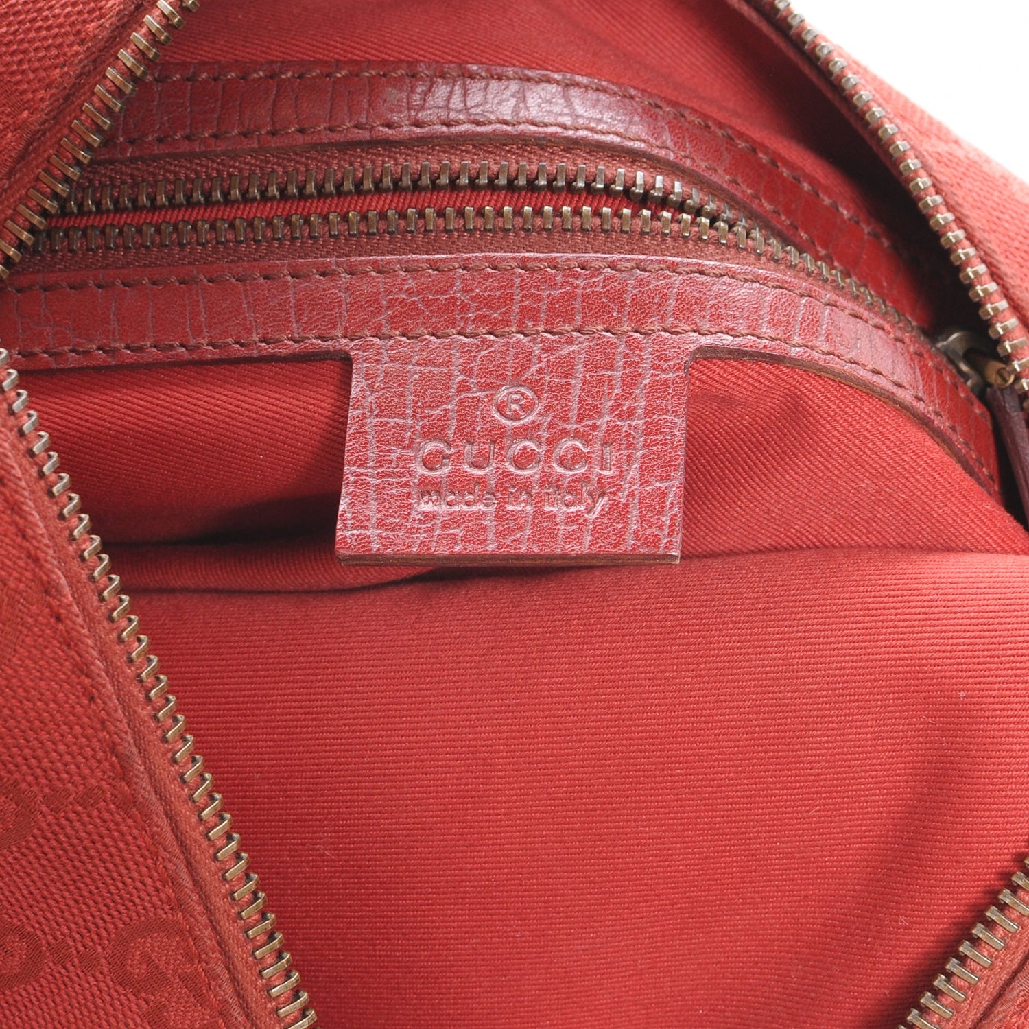 Gucci Monogram Medium Horsebit Chain Hobo Red 6 of 7