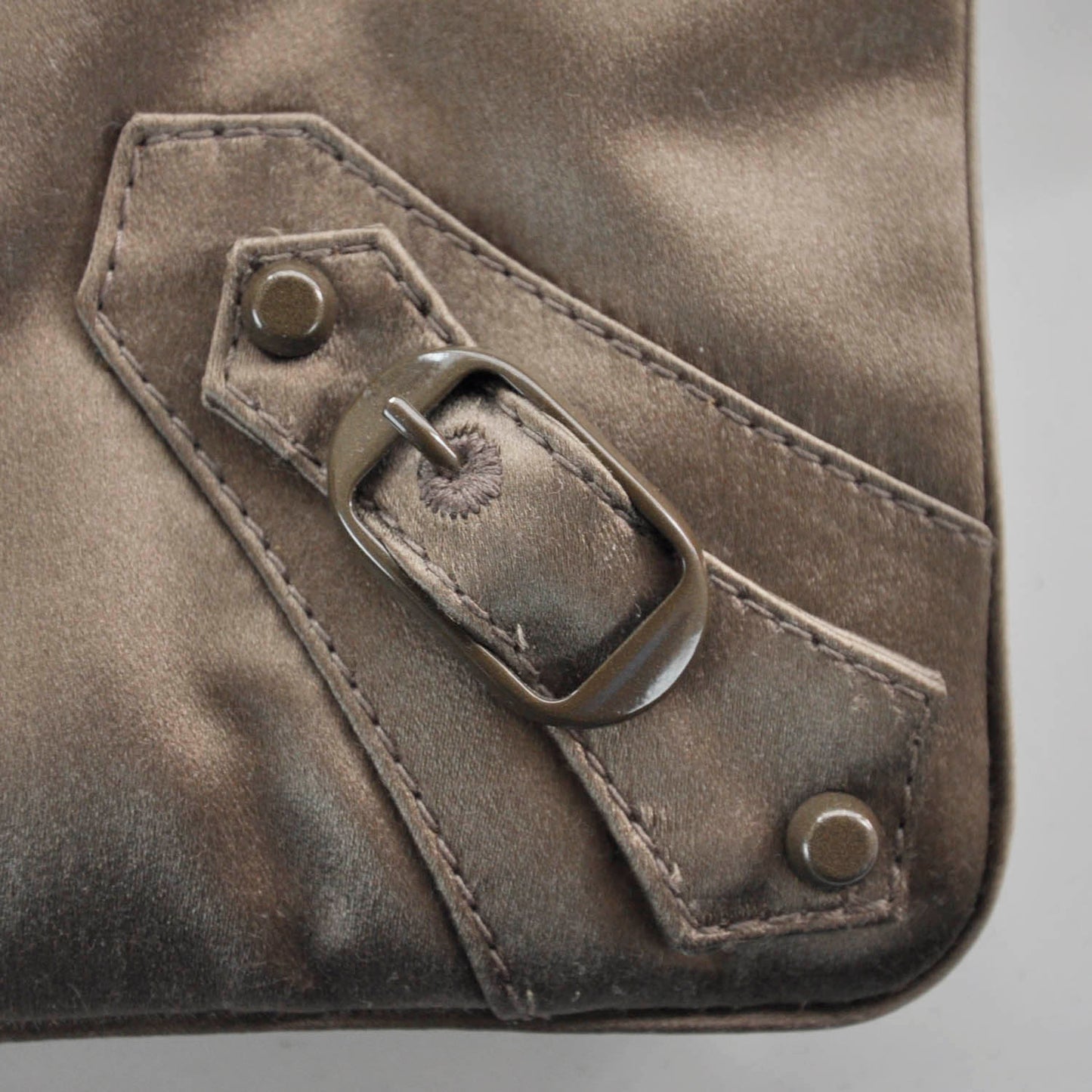 Satin Flat Chain Clutch Brown