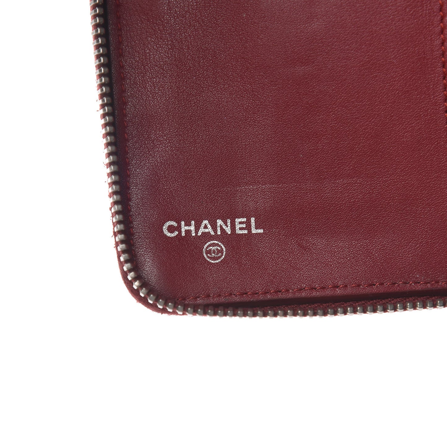 Caviar Quilted Large Zip Around Organizer Wallet Dark Red