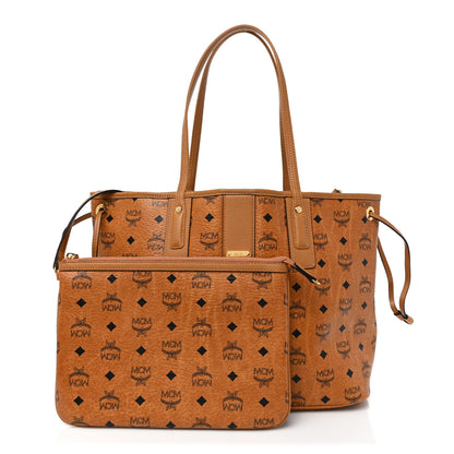 MCM Visetos Medium Liz Reversible Shopper Tote Cognac 1 of 17