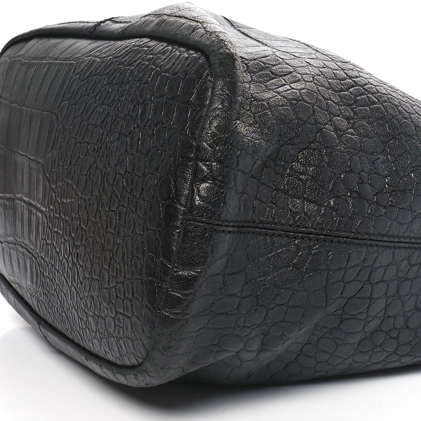 Calfskin Crocodile Embossed Nightingale North South Tote Black