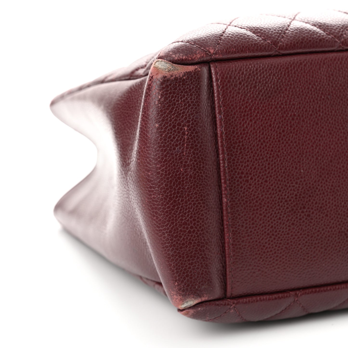 Caviar Quilted Grand Shopping Tote GST Burgundy