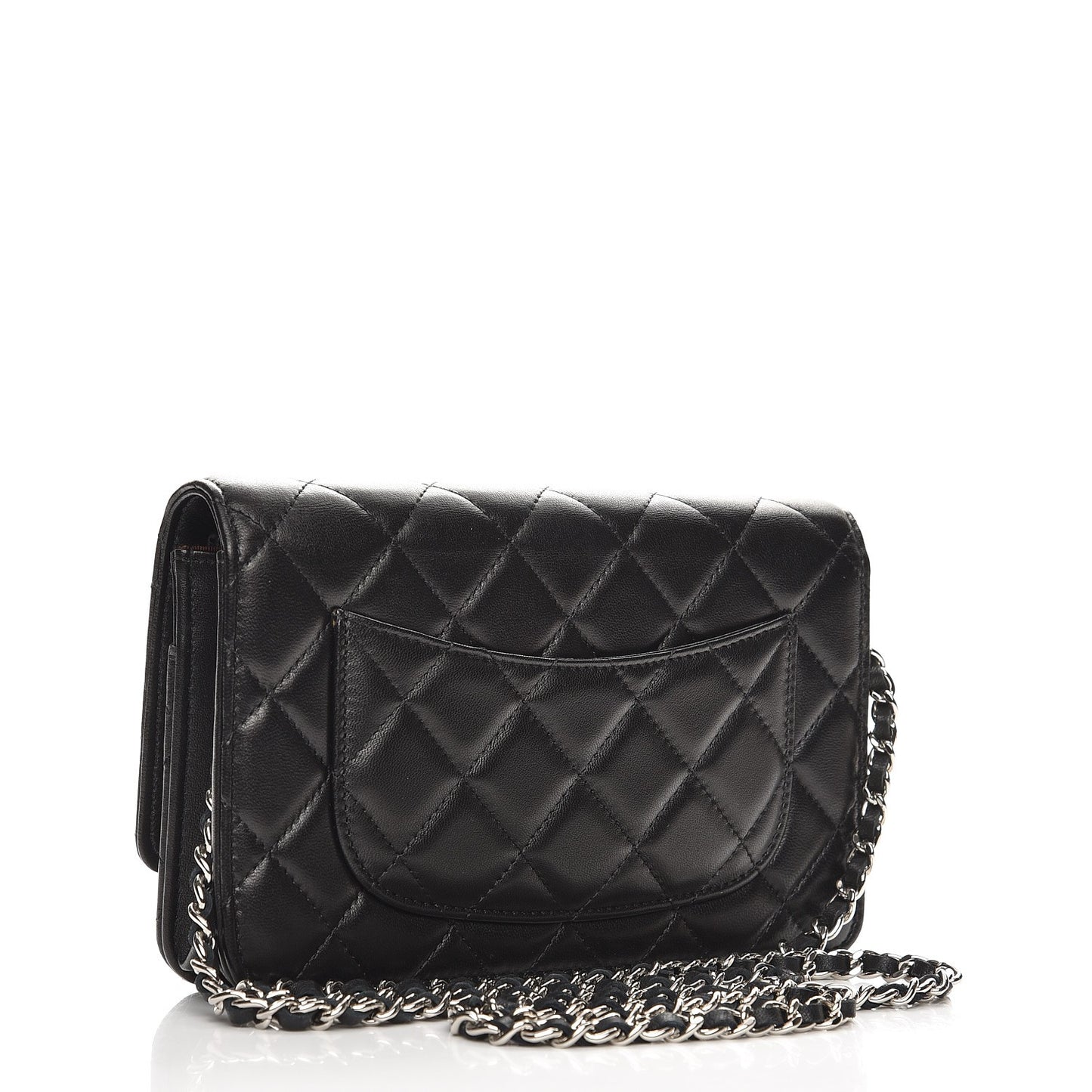 Lambskin Quilted Wallet On Chain WOC Black