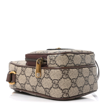 Gucci GG Supreme Monogram Mini Neo Vintage Double Zip Messenger Bag Beige New Acero Crop 4 of 10